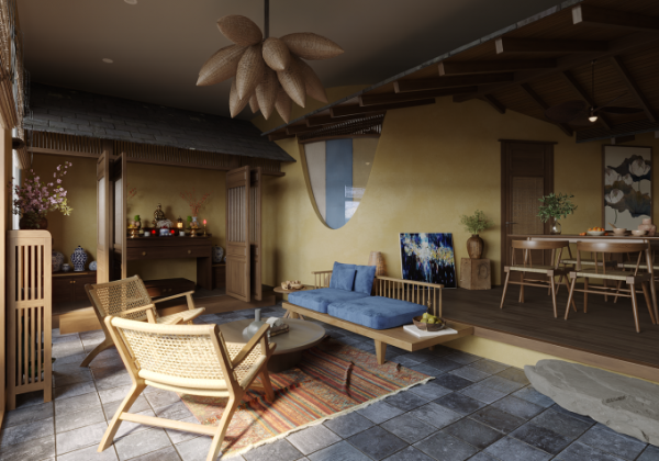 Làm mới căn hộ chung cư từ ý tưởng nhà cũ ở quê