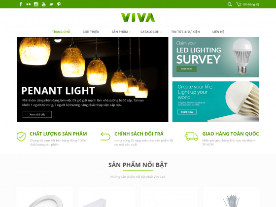 Thiết kế website bán hàng đèn Viva Led