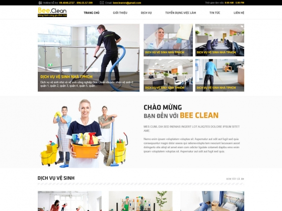 Thiết kế website công ty dịch vụ vệ sinh BeeClean