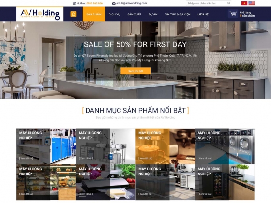 Thiết kế website Công ty thiết bị bếp AV Holdings
